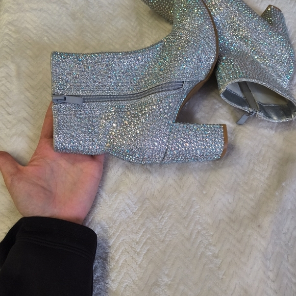 Silver FULL Rhinestone Ankle Booties - Picture 5 of 5
